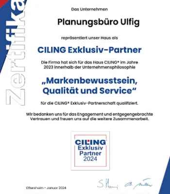 CEP Exclusiv Partner Zertifikat – Planungsbüro Ulfig 2024